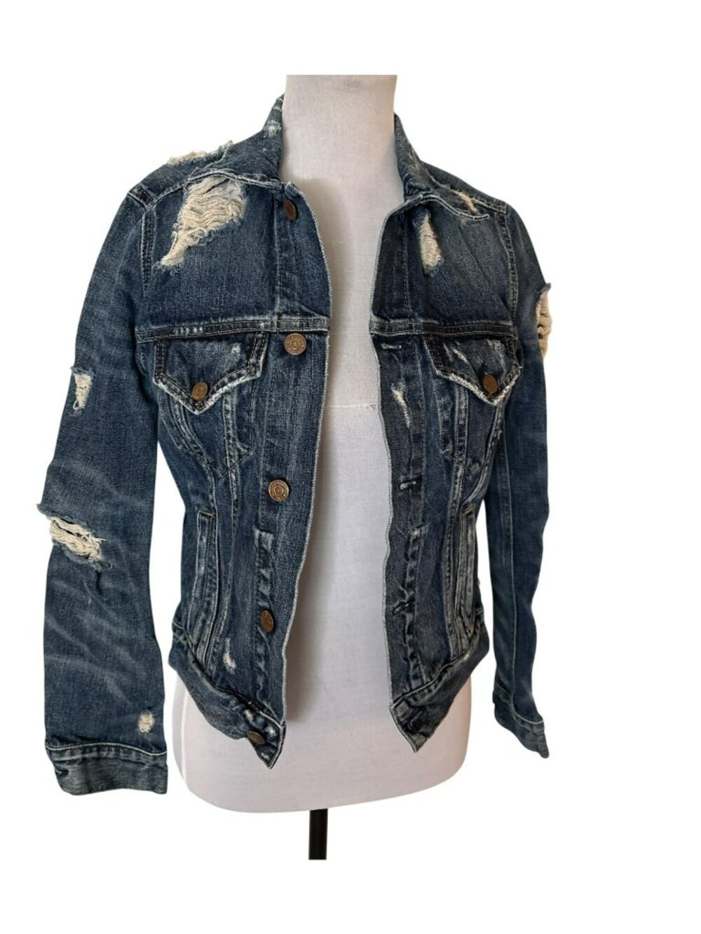 Denim & Supply Ralph Lauren Extreme Distressing/Ripped Denim Jacket XS